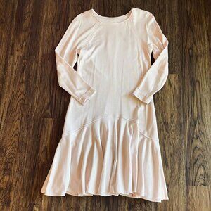 Vintage Ms Chaus ballerina pink drop waist dress Womens 8 ruffle 80s long sleeve